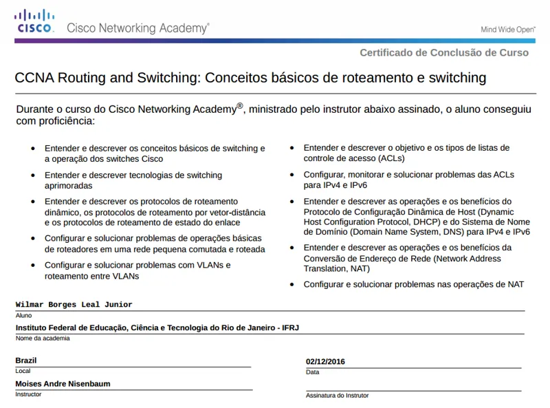 Curso CCNA Rounting and Swiching: Conceitos básicos de rotemamento e swithcing de Wilmar Borges Leal Junior