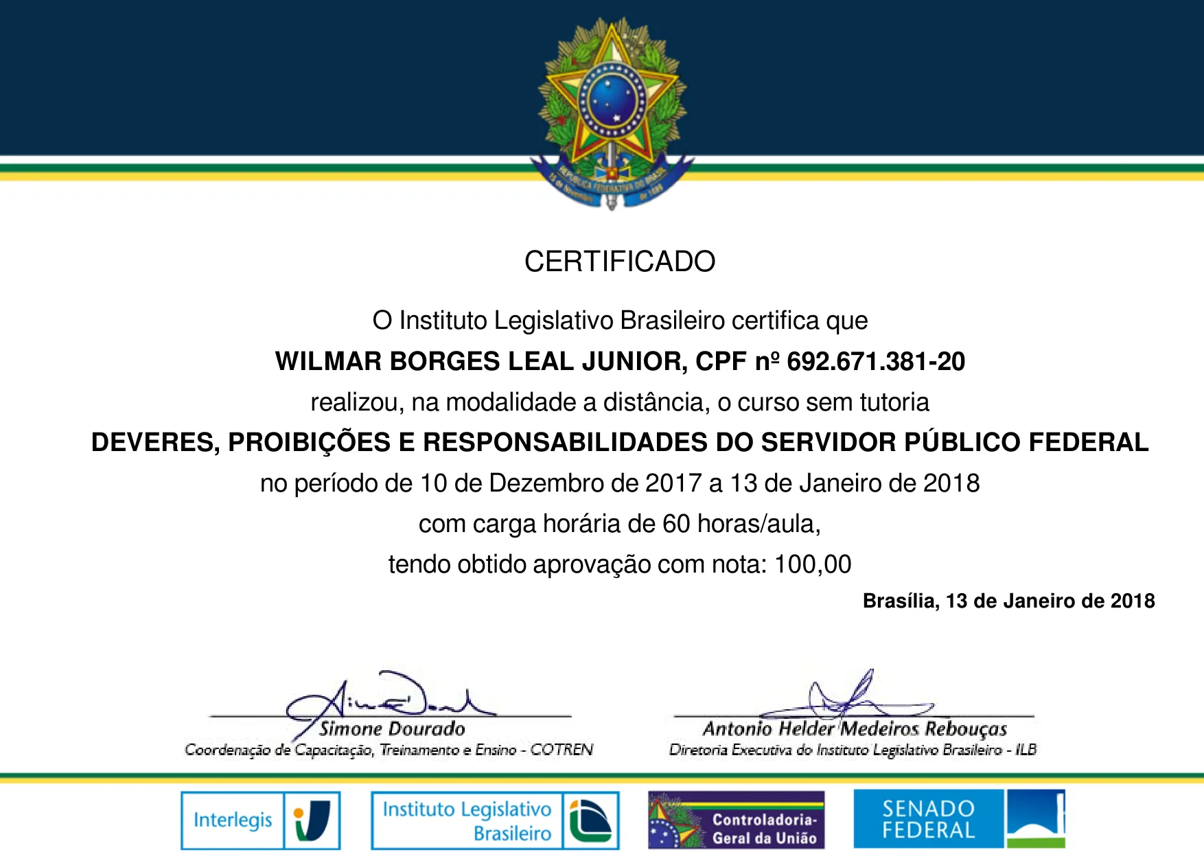Curso DEVERES, PROIBIÇÕES E RESPONSABILIDADES DO SERVIDOR PÚBLICO FEDERAL de Wilmar Borges Leal Junior